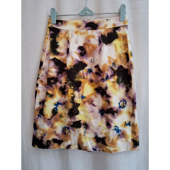 J.Crew Cotton Spandex Pencil Skirt Multicolor Abstract Print Unlined Size 2 - Picture 1 of 8